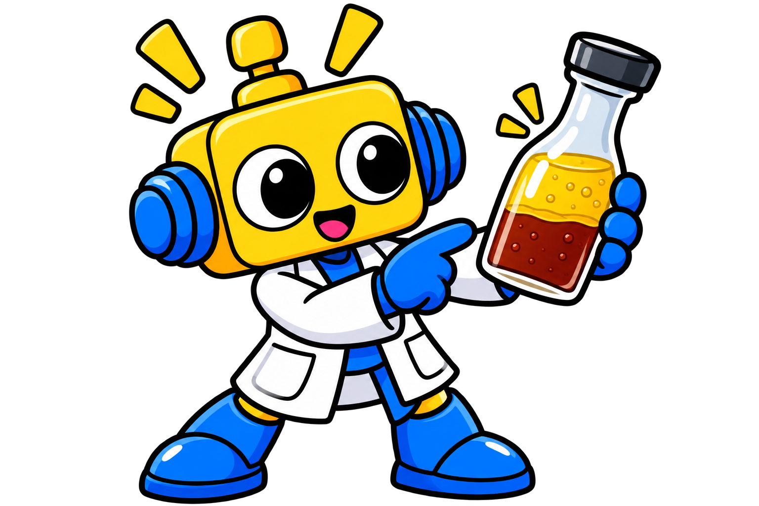 Robot melihat botol saus salad dengan lapisan minyak dan cairan berbasis air yang terpisah.