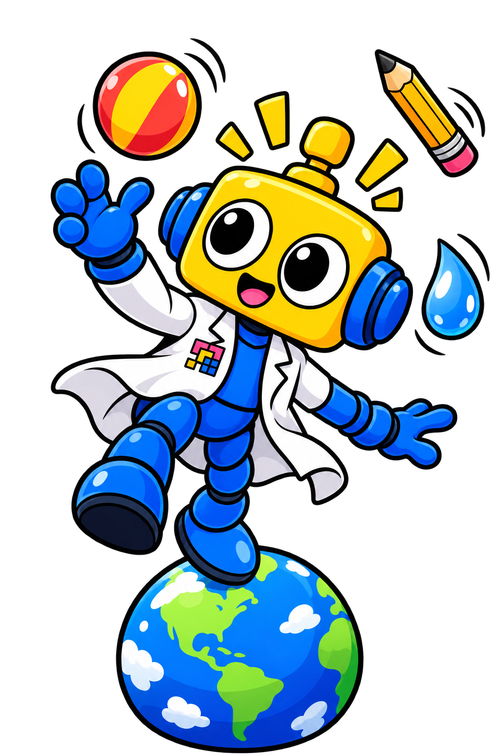 Robot memperlihatkan air, bola, dan udara yang melayang selama gravitasi Bumi padam sesaat.