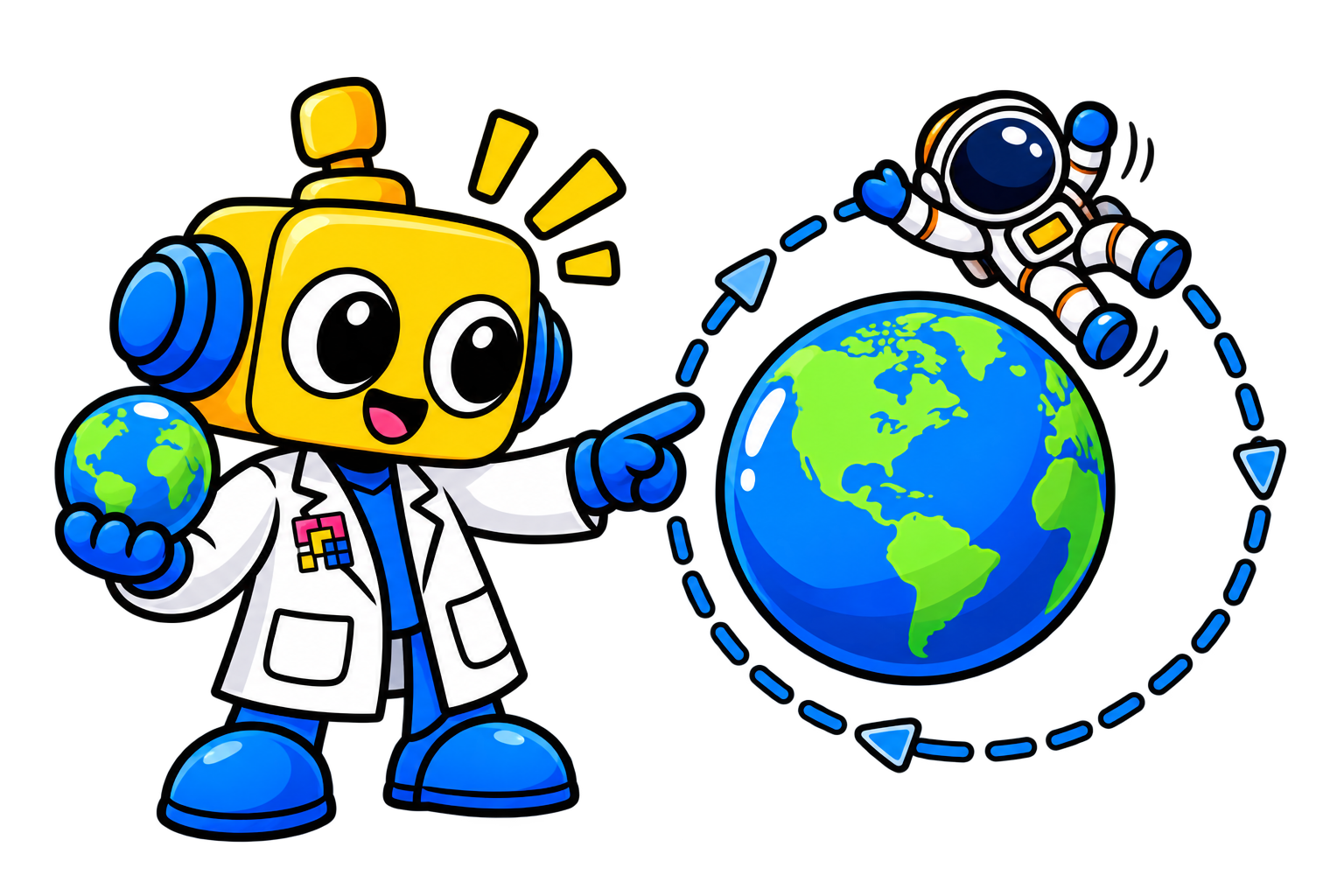 Robot berjask lab membandingkan astronaut melayang di orbit dengan benda yang kehilangan tarikan Bumi dalam eksperimen pikiran.