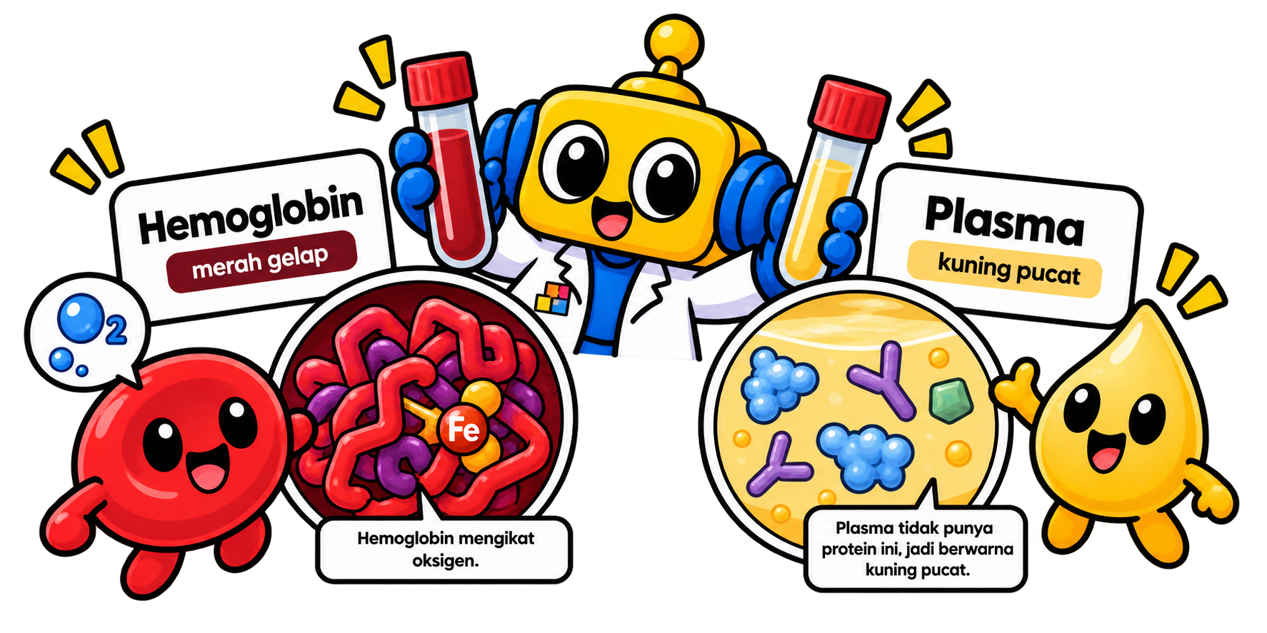 Perbandingan hemoglobin merah dan plasma kuning pucat