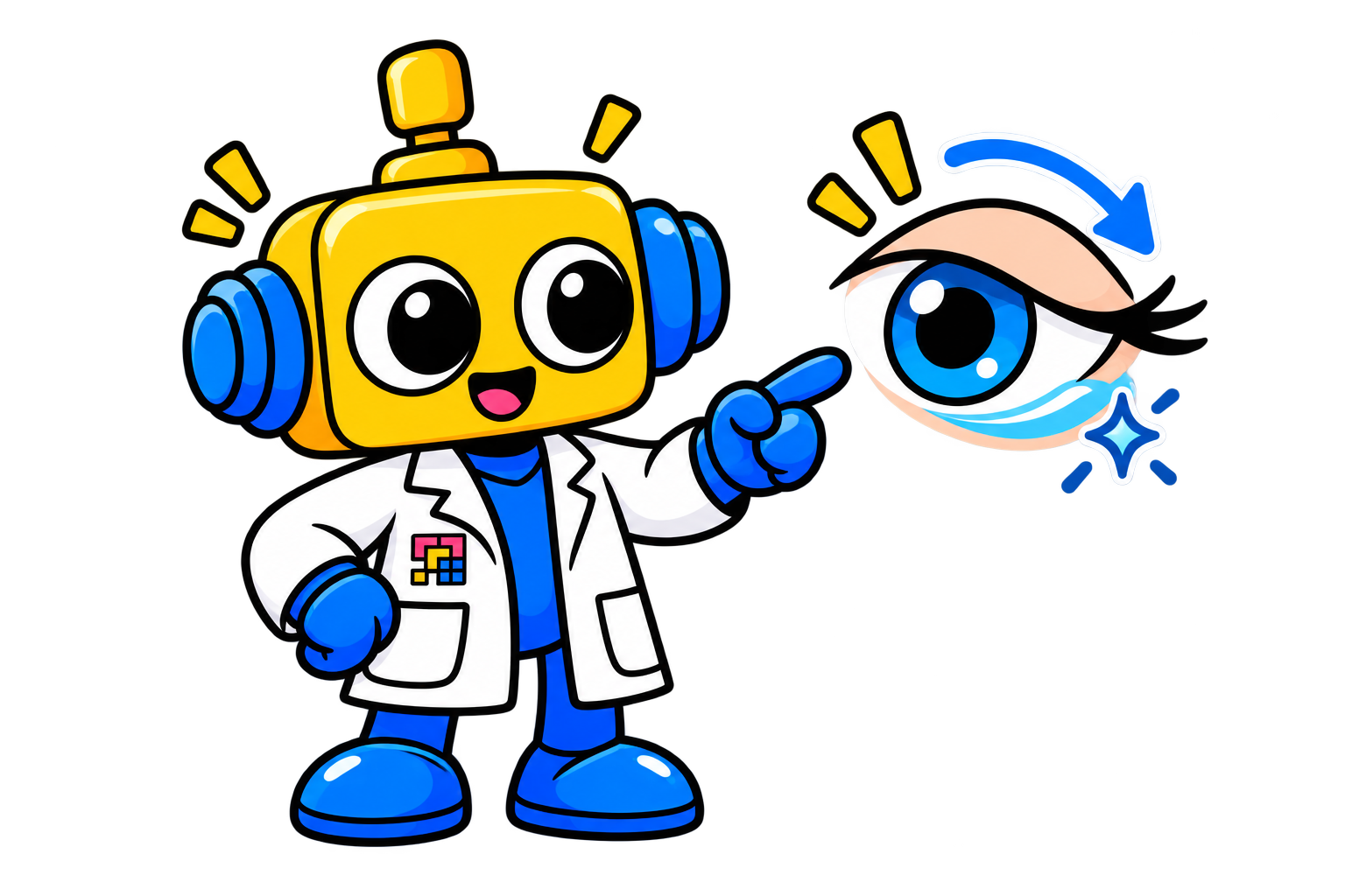 Robot ilmuwan mengajak menguji fungsi kedipan dan lapisan air mata.