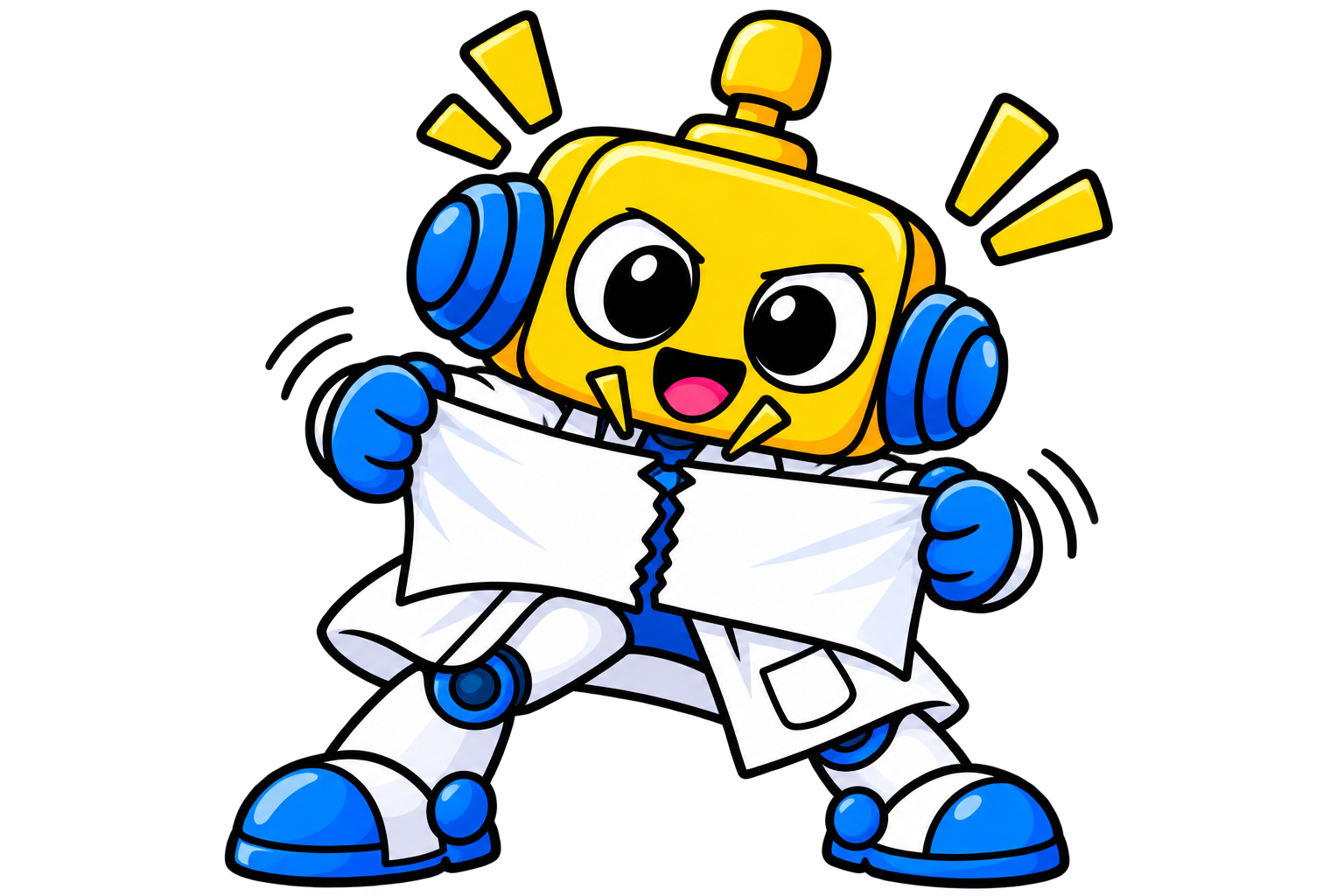 Robot menarik kertas dari takik kecil sehingga sobekan merambat lurus