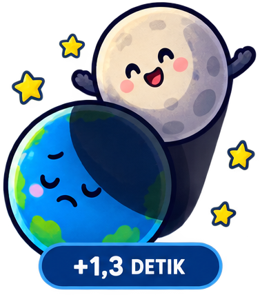 Bulan kehilangan cahaya pantulan sekitar 1,3 detik setelah Bumi gelap