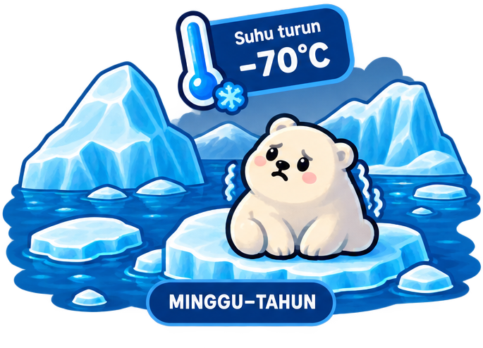 Bumi membeku dari permukaan dalam hitungan minggu hingga tahun