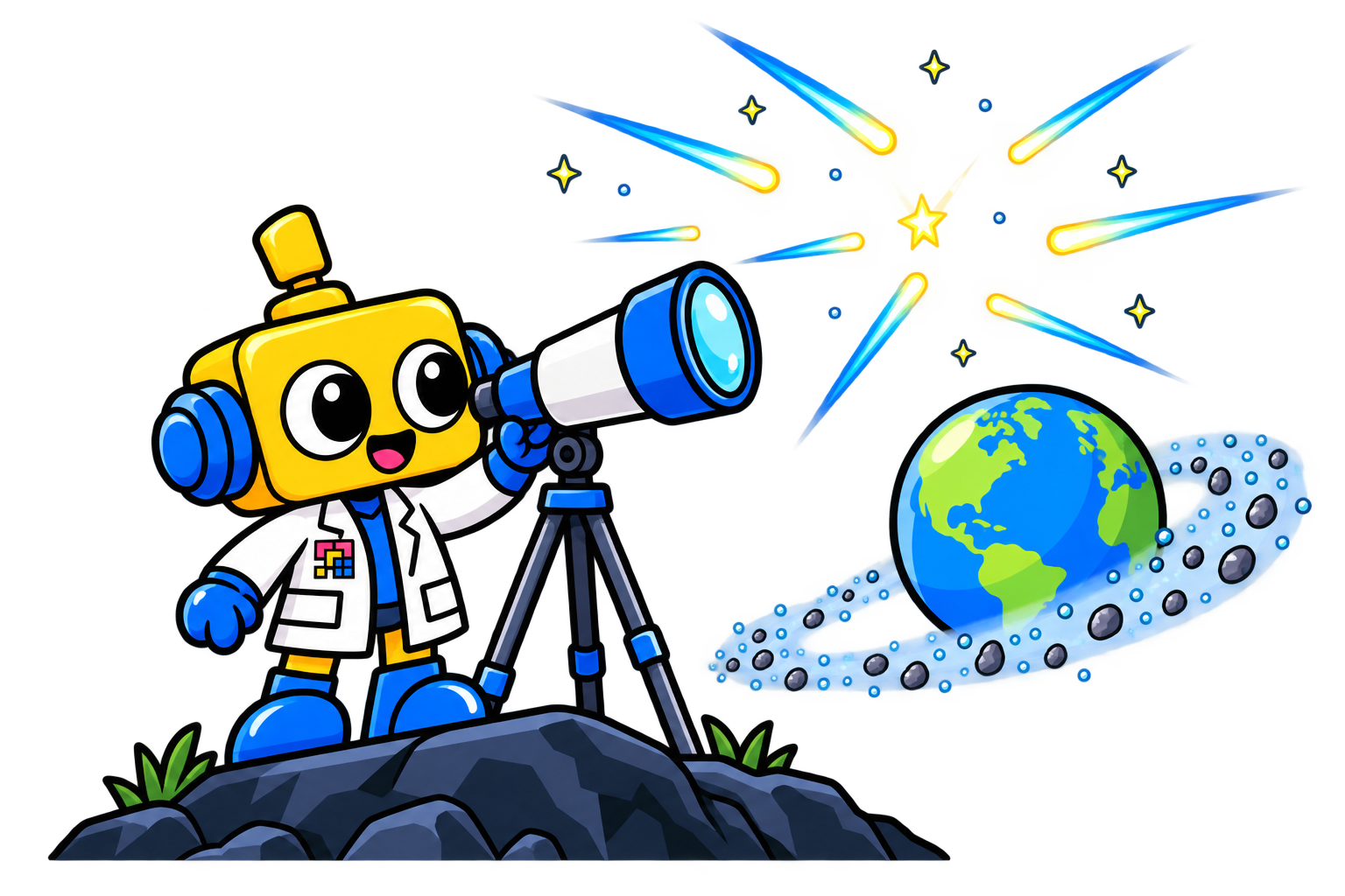 Robot mengamati beberapa meteor yang terlihat saat Bumi melintasi aliran debu komet.
