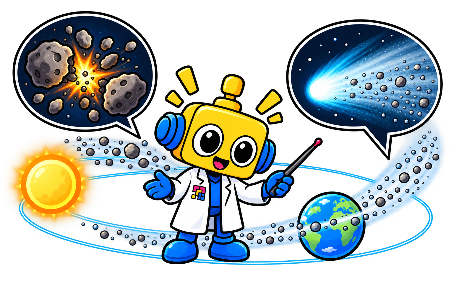 Robot membandingkan serpihan dari tabrakan asteroid dengan debu yang ditinggalkan komet.