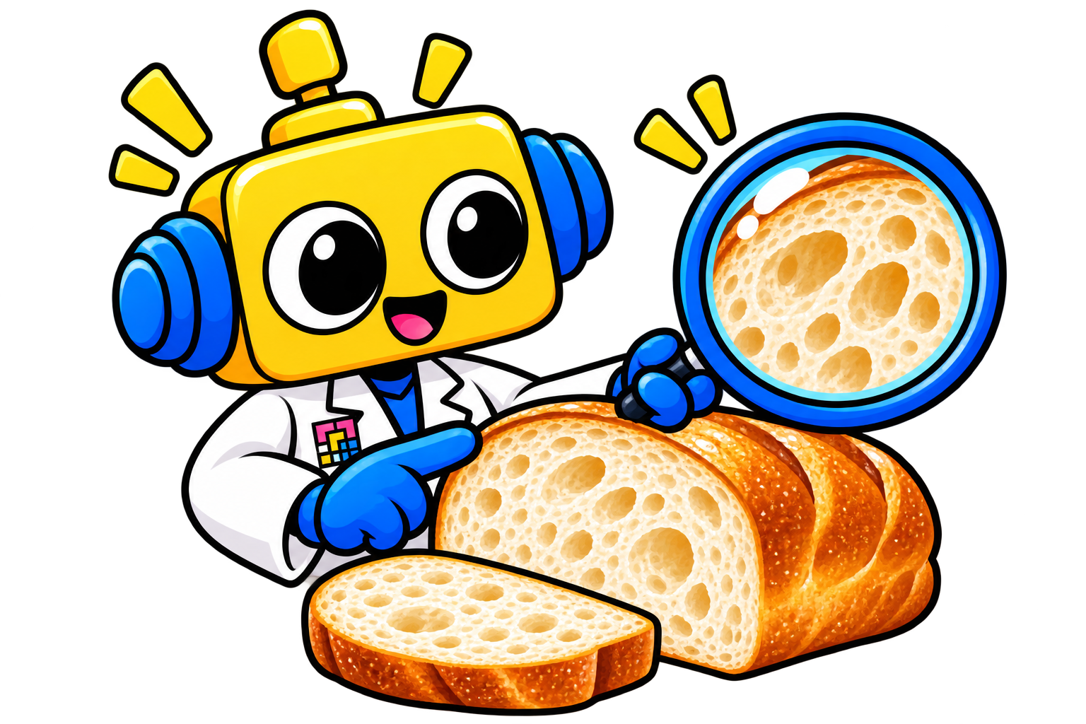 Robot memasukkan adonan ke oven saat roti mulai mengembang karena panas.