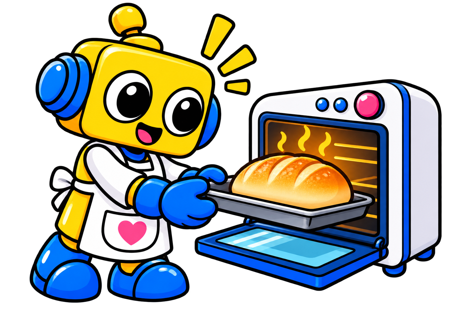 Robot memperlihatkan irisan roti empuk dengan pori-pori remah yang jelas.