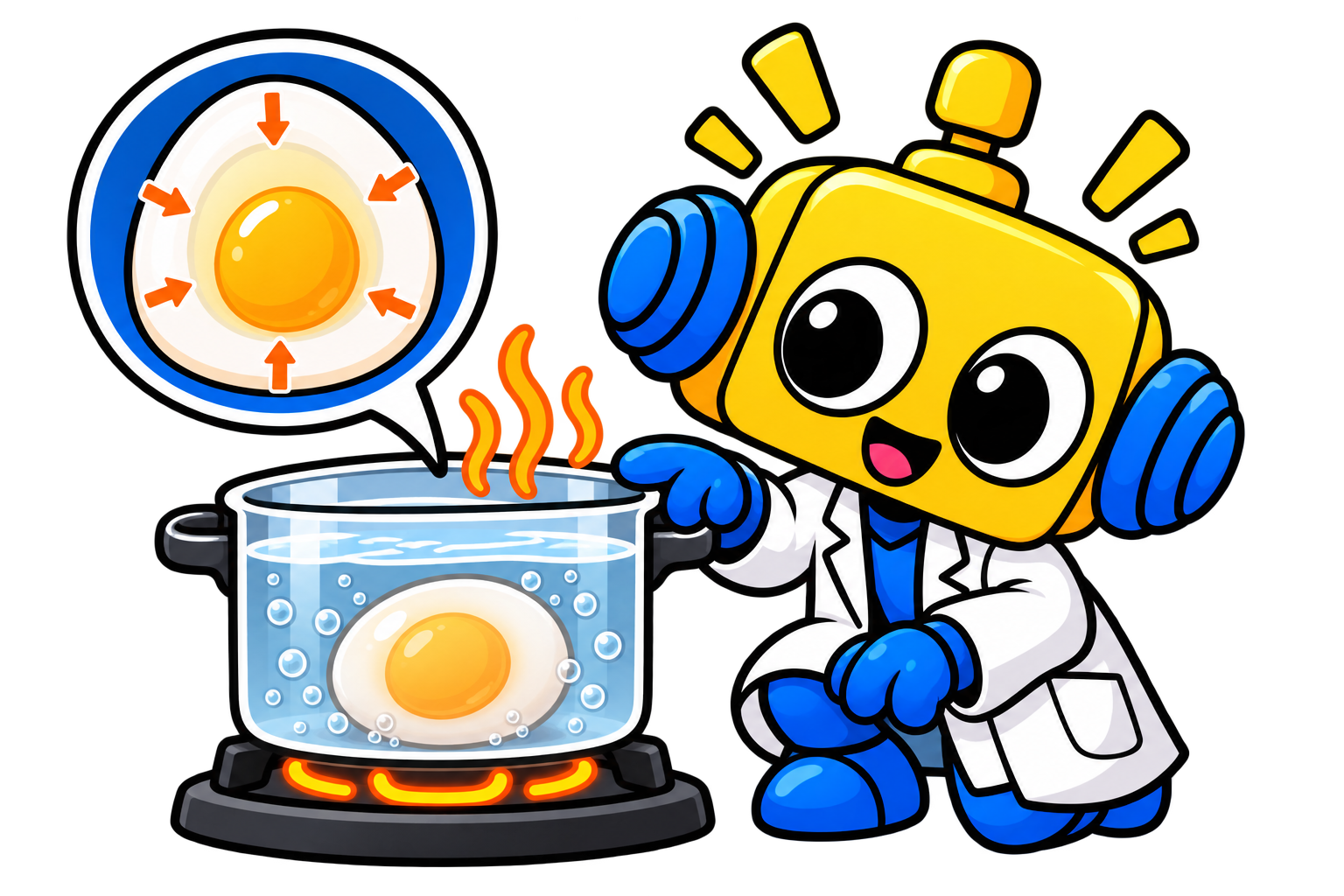 Robot menjelaskan perubahan protein telur dari bentuk terlipat menjadi jaringan